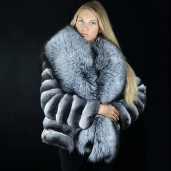 Nekustamā red fox kažokādas pilna ādas sieviešu kažoku silver fox kažokādas īsa kleita ar garām piedurknēm ziemas jaka pirkt \ Jakas & Mēteļi ~ www.xenydancestudio.lv 11