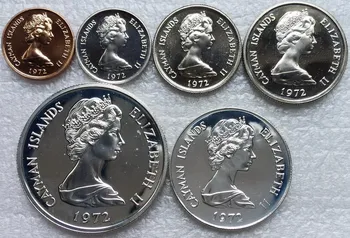 Britu Kaimanu Salas 1972 1.5.10.25.50 Centi 1 Juaņa ar 2 Sudraba Monētas, Pilns Komplekts, 6 gab Unc Nekustamā Oriģinālu Monētu Kolekcijas 1