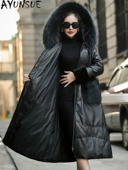 Shzq 2021. gada rudens un ziemas, jaunas ādas, kažokādas sieviešu dūnu jaka kažokādas ārējā uzvalks fox kažokādas apkakle pirkt \ Jakas & Mēteļi ~ www.xenydancestudio.lv 11