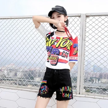 Jaunas vasaras sieviešu jean īsās bikses korejas slim fit augstās jostasvietas bikses sieviešu streetwear gadījuma īsu džinsa plus lieluma pirkt \ Dibeni ~ www.xenydancestudio.lv 11