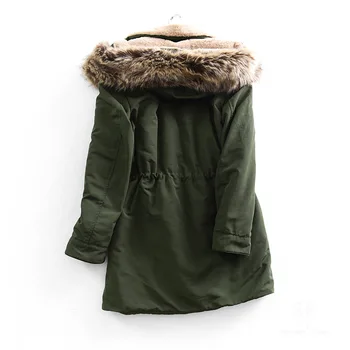 Jaunas ziemas militāro mēteļi sieviešu kokvilnas wadded kapuci jaka vidēja ilgi gadījuma parka biezums vilnas mētelis sniega sega outwear