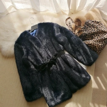 Tops zīmolu Augstas klases Jaunā Stila Sieviešu Modes Faux Fur Coat S54 augstas kvalitātes