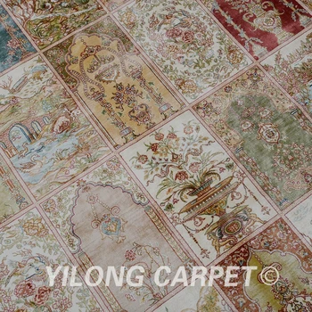 Yilong 5.5'x8' Antīko roku darbs zīda paklāju, rokām mezgloti četru sezonu paklājs (1683) 1