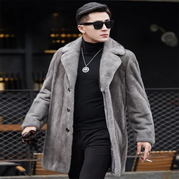 Ir 2021. modes ādas silta ziemas jaka melna ādas vīriešu jaka classic long vējjaka modes jaka pirkt \ Jakas & Mēteļi ~ www.xenydancestudio.lv 11