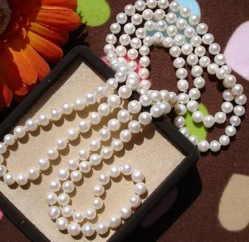 Cēls sievietēm dāvanu Rotaslietas Aizdare naudas Sodu 8-9 mm īstas Pērles, Saldūdens Pērļu Kaklarota Rotaslietas Jauku Kvalitātes ilgi 130CM 1