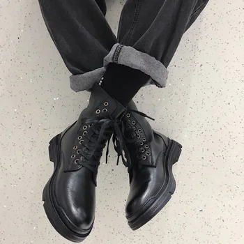 Anglijas stila vīriešu luksusa modes motociklu zābaki black original ādas kurpes, kovboju platforma boot jūra chelsea botas masculina pirkt \ Vīriešu Zābaki ~ www.xenydancestudio.lv 11