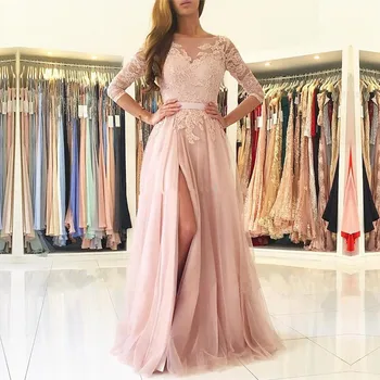 Koraļļu mežģīnes līgavas kleitas 2022 pusi piedurknēm seksīga nāriņa milzīgais ilūziju elegants sieviešu istabene goda tērpu kāzu viesu garš pirkt \ Kāzu Kleita ~ www.xenydancestudio.lv 11