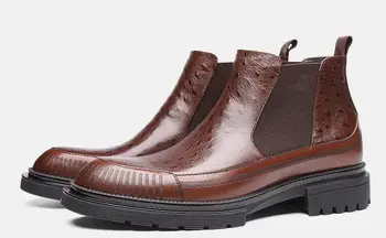 Vīrieši chelsea zābaki, kāzu džentlmenis, augstas kvalitātes īstas ādas kurpes roku darbs sarkano dibenu mežģīnes-up potītes vintage liela izmēra apavi pirkt \ Vīriešu Zābaki ~ www.xenydancestudio.lv 11