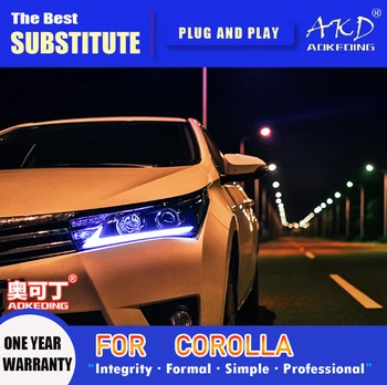 AKD Galvas Lampas Toyota Corolla LED Lukturu. - 2016. Gada priekšējie Lukturi Corolla dienas gaitas lukturi Pagrieziena Signāla Augsta Gaismas Eņģelis Acu Projektora Objektīvs 1