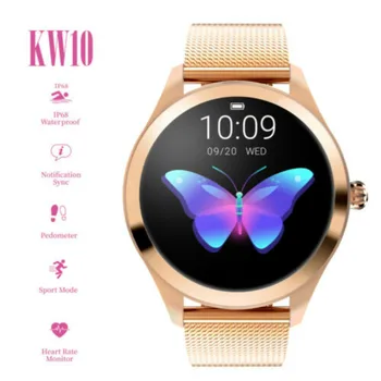 KW10 Sievietes Smart Skatīties Ūdensizturīgs Bluetooth, Sirdsdarbības, Miega Monitors ar Siksnu android smart skatīties 1