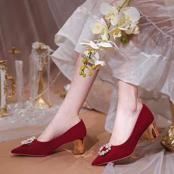 Kristāla kāzu kurpes kāzu kleitu, divas kāzas, līgavas kurpes sieviešu ir 2021. jauno franču kleitu, augstpapēžu kurpes ziemas pirkt \ Sieviešu Kurpes ~ www.xenydancestudio.lv 11