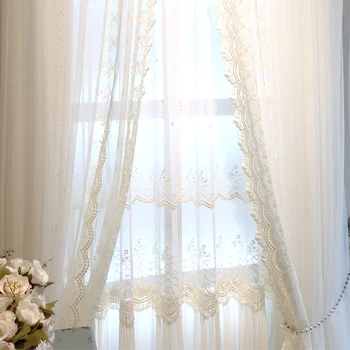 Korejas izšūti aizkaru marli guļamistaba romantiskā logu marli pabeidzis, balkons, baltā aizkaru logu marli bay loga aizkars