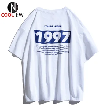 2022. gada Vasaras Modes Apaļu Kakla Īsām Piedurknēm 1997 Apdrukāta Kokvilnas Zaudēt Gadījuma T-krekls Vīriešiem un Sievietēm 1