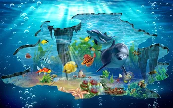 Tumšie aizkari Zemūdens pasaules delfīnu 3d aizkari jebkuru telpu dekorēšana 3d aizkari 1