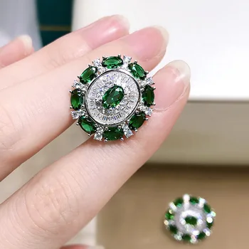 Luksusa 925 Sterling Silver 4*6MM Emerald Izveidota Moissanite Kāzu Puse, Ovālas Auss, Kniedes, Auskari Smalkas Rotaslietas Wonen 2021 1