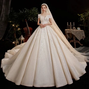 Krāšņs mirdzoša kāzu kleitas 2021 mīļotā ielocēm līniju tīrīšana vilcienu dārza kāzu kleitas vestidos de noiva plus lieluma pirkt \ Kāzas & Notikumi ~ www.xenydancestudio.lv 11