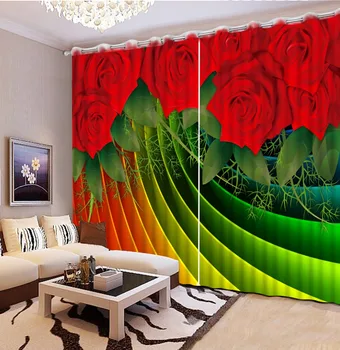 Augstas kvalitātes Blackout Milzīgais Aizkari Guļamistaba, Dzīvojamā Istaba Kāzu Hotel Krāsu Foto romantisks rožu 3D Aizkari mīksta apdare 1