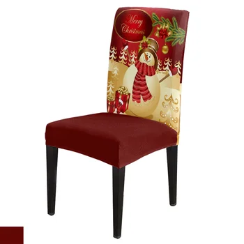 Priecīgus Ziemassvētkus Sniegavīrs Dāvanu Ēdamistabas Krēsls Segtu Spandex Elastīgās Krēslu Pārvalki Kāzas Viesnīcu Banketa Ēdamistaba