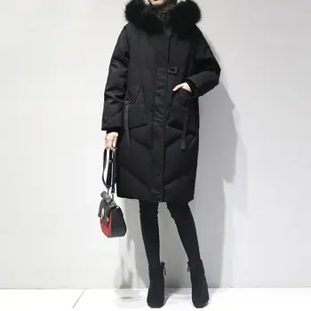 2022. gada ziemas vienkāršu stila kokona tipa sieviešu 90 balta pīle uz leju ilgi jakas parkas, ar lielu kapuci plus lieluma silts outwear pirkt \ Jakas & Mēteļi ~ www.xenydancestudio.lv 11
