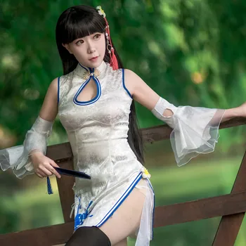 Pasūtījuma Azur Joslu Yat Sen cheongsam Chinoiserie kleita cosplay tērpu, masku Karnevāls Anime Expro drēbes tērpiem cos 1