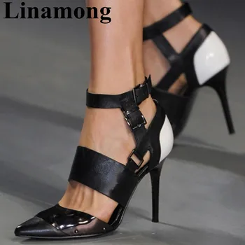 Vasaras īstas ādas sieviešu sandales thcik augstiem papēžiem metāla apdare platforma peep toe stabilu modes gadījuma kleita dāmas kurpes pirkt \ Papēži ~ www.xenydancestudio.lv 11