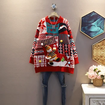 Ir 2021. Rudens Ziemas Jauno Apaļu Kakla Džemperis Džemperis Sieviešu Modes Drukāt Ziemassvētku Sniegavīrs Apdare Zaudēt Sieviešu Džemperis LL661 1