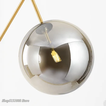 Mūsdienu Stikla Bumbu Grīdas Lampa Ziemeļvalstu Dizaineru Dzīvojamās Istabas Gultas, Guļamistabas LED Grīdas Lampas Marmora Bāzes Deco Apgaismojums, Apgaismes iekārtas 1