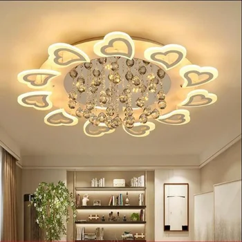 Vienkārši moderns griestu lampas kristāla lampas mīlestības forma hotel apgaismojums restorāns guļamistaba led griestu lustras gaismas AC 90-265V