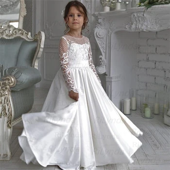 Bērniem Kleitas Meitenēm Pavasara Apģērbu Mežģīnes Puse Kostīms, Balts Bērniem Elegantu Balli Frocks 2-14Y Meitenes Ikdienas Valkāšanai