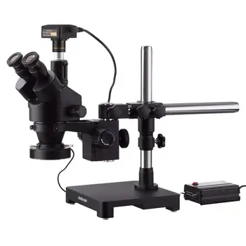 7X-135X Black Trinokulara Stereo Tālummaiņas Mikroskopa uz Vienu Roku Boom Stand ar lieljaudas 80-LED Ring Light & 10MP USB3.0 Digitālās 1