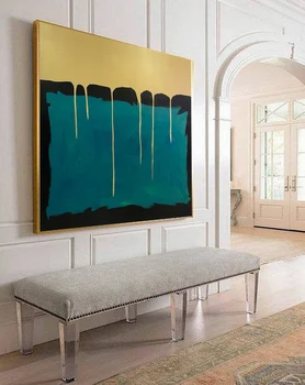 Abstraktās glezniecības zilā audekla glezna birojs mākslas papildu lielizmēra kanvas mākslas laikmetīgās mākslas dzīvojamā istaba bildes mājas dizains pirkt \ Mājas Dekori ~ www.xenydancestudio.lv 11