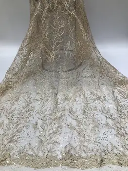 5yards/spilvenu Izšūšana sequin augu rakstaina modes auduma izmanto kāzu kleitu dizaina HENGX103#