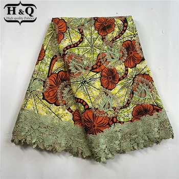 H&Q jaunākās stila 6 metri/daudz āfrikas batik mežģīnes vasks, auduma izšūšana nigērijas mežģīnes kokvilnas vasks, auduma puse kleita H0714