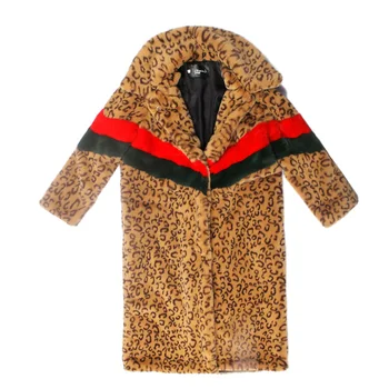 Lugentolo Garas Mākslīgās Kažokādas Mētelis Sievietēm Korejas Modes Zaudēt Biezu Siltu Kažokādas Jaka Ziemas Sexy Leopards Drukāt Mākslīgās Kažokādas Mētelis 1