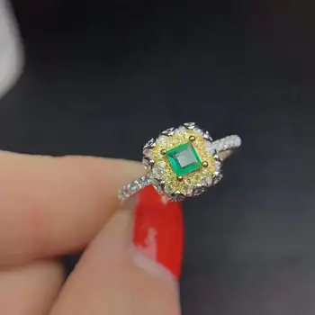 Sieviešu gredzenu zaļo gem sudraba gredzens smaragds gredzenu dabas gem zelta pārklājumu puse saderināšanās gredzenu dāvanu 925 sterling sudraba 1