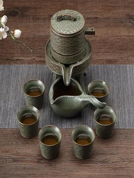 Keramikas Pusautomātiskā Tējas Komplekts, Kauss, Vienkāršais Grafīta Kungfu Tējkanna Laimi Izrādās