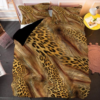 Modes Leopard Dzīvnieku Ādas Rakstu Dizaina Gultas Komplekts Luksusa Iespiesti Sega sedz Spilvendrāna Karalis, Karaliene Twin Size Gulta Set 2/3pcs 1