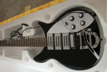 Ķīnas ģitāra rūpnieciski pielāgotu jauno Ricken 325 black Elektriskā Ģitāra, 34 collas ar Bigsby Vibrato 8YUE