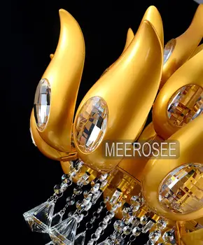 Ziedu Dizaina Zelta Kristāla Lustra apgaismojuma armatūra, Zelta krāsas Gaismas apturēšanu, apgaismes iekārtu, lai Vestibilā, Foajē Kāpnēm MD15170