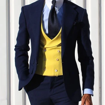 2019 jaunas ielidošanas groomsmen sasniedza atloks līgavainis tuxedos tumši zila vīriešu uzvalki, kāzu labākais cilvēks žakete (jaka+bikses+savilcējs+veste) pirkt \ Tērpi & Bleizeri ~ www.xenydancestudio.lv 11