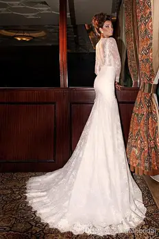 Sirēna līgavas kleita vestido de noiva 2018 modes romantiska casamento ar garām piedurknēm ar mežģīņu vintage māte no līgavas kleitas