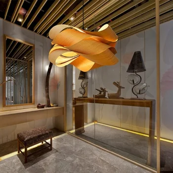 Āzijas stila guļamistaba dekorēšana griestu lampas bambusa audumi koka mākslas led lustras spīdumu roku darbs bambusa wovenpendant gaismas pirkt \ Griestu Lampas & Fans ~ www.xenydancestudio.lv 11