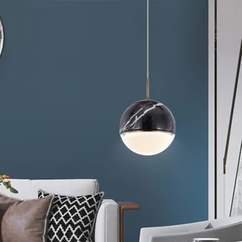 Marmora mākslas kulons lampas guļamistabas gultas lampa pusdienu galda bar eju lampas LED vienu galvu dekoratīvu piekariņu lampas 1