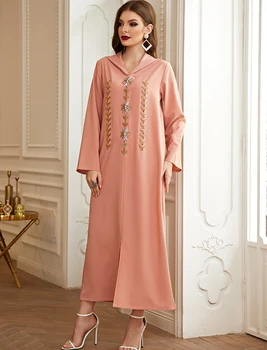 Ramadāna Marokas Kaftan Musulmaņu Modes Dubaija Abaya turku Kleitas Abayas Sieviešu Caftan Marokens Islāma Kleitu Musulman De Režīmā 1