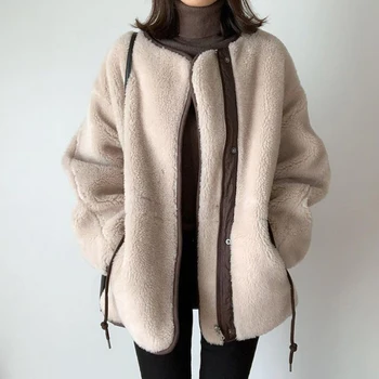 Boozrey ir 2021. ziemas jauno sieviešu plīša jaka īsā jaka siltā jēra vilnas mētelis meitenēm streetwear modes cietā gadījuma virsdrēbes pirkt \ Jakas ~ www.xenydancestudio.lv 11