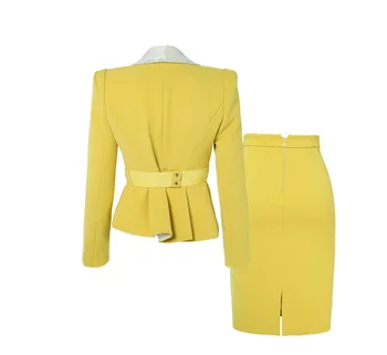 Ir 2021. Rudens sieviešu modes skirtsuits Formālu Interviju ar garām piedurknēm, jaka, un svārki office biznesa uzvalki darba apģērbi C112 1
