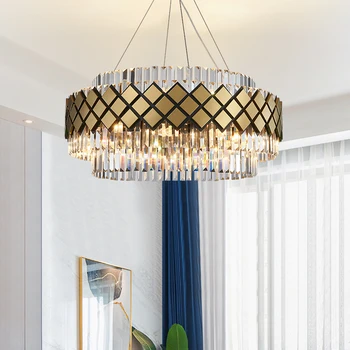 Apaļā luksusa kristāla lustra dzīvojamā istabā lampa ac110v 220v cristal guļamistaba planfornnier pirkt \ Griestu Lampas & Fans ~ www.xenydancestudio.lv 11