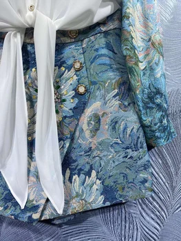 DLDENGHAN Skrejceļa Dizaineru Pavasara Sievietes Tērps ar garām Piedurknēm Viena Krūšu Topi + Kristāla Frēzēšana Bikses, Svārki Divi Gabali Komplekts
