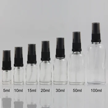 50ml, caurspīdīga stikla pudele ar smidzinātāju sūknis ceļojumu smaržu pudeles kosmētikas iepakojuma 1