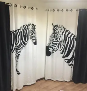Ziemeļvalstu Ins Digitālā Drukā 3d Aizkari Guļamistabai Logu Apdare Modernā Stilā Zebra Modelis, Logu Aizkaru Istabas Komplekts 2gab